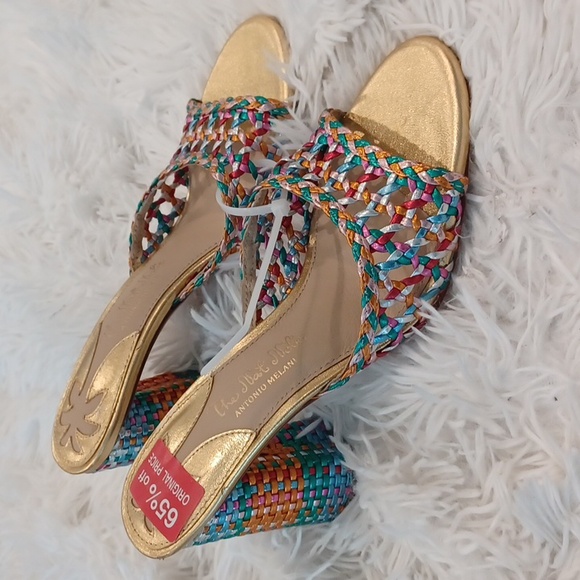 Antonio Melani x The Nat Note Heels Multicolored Sandals All Leather Size 6M NEW - Picture 4 of 16